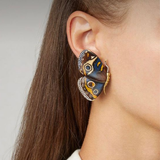 Vintage Hand-Painted Butterfly Earrings