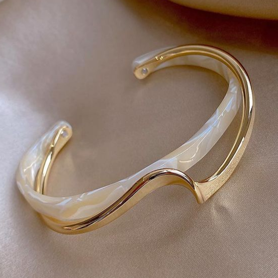 Elegant White Opal Bracelet with Gold Plating