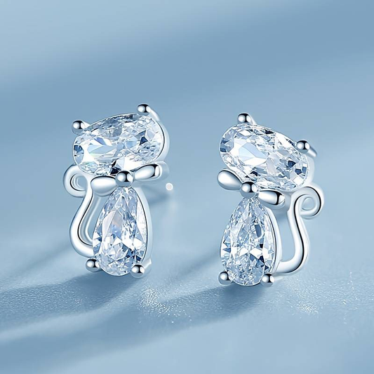 Vintage Cat Zirconia Earrings