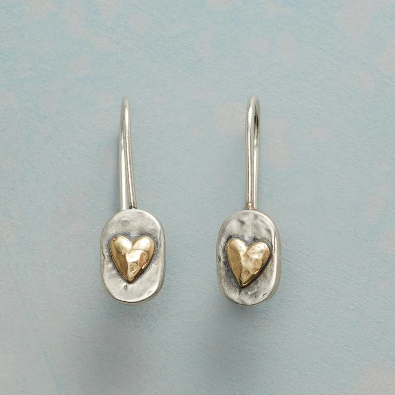 Vintage silver gold-plated heart earrings