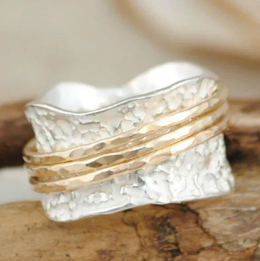 Thin Vintage Spinner Ring in Gold and Silver