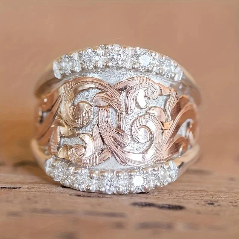 Vintage silver and rose ring