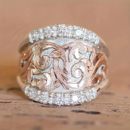 Vintage silver and rose ring