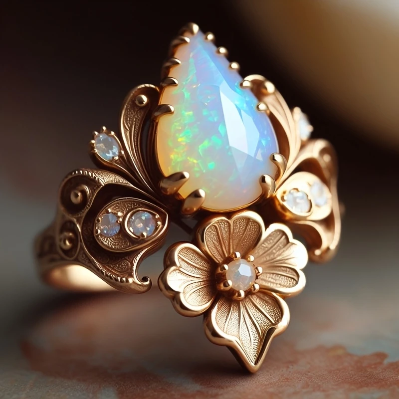 Gold Exotic Opal Ring