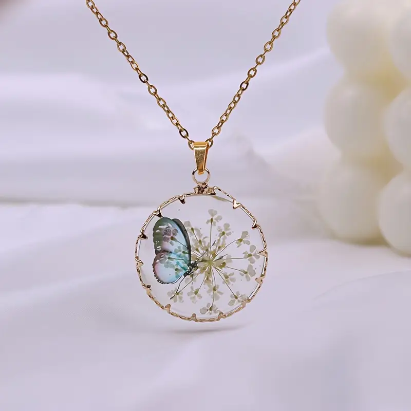Gold Floral Butterfly Necklace