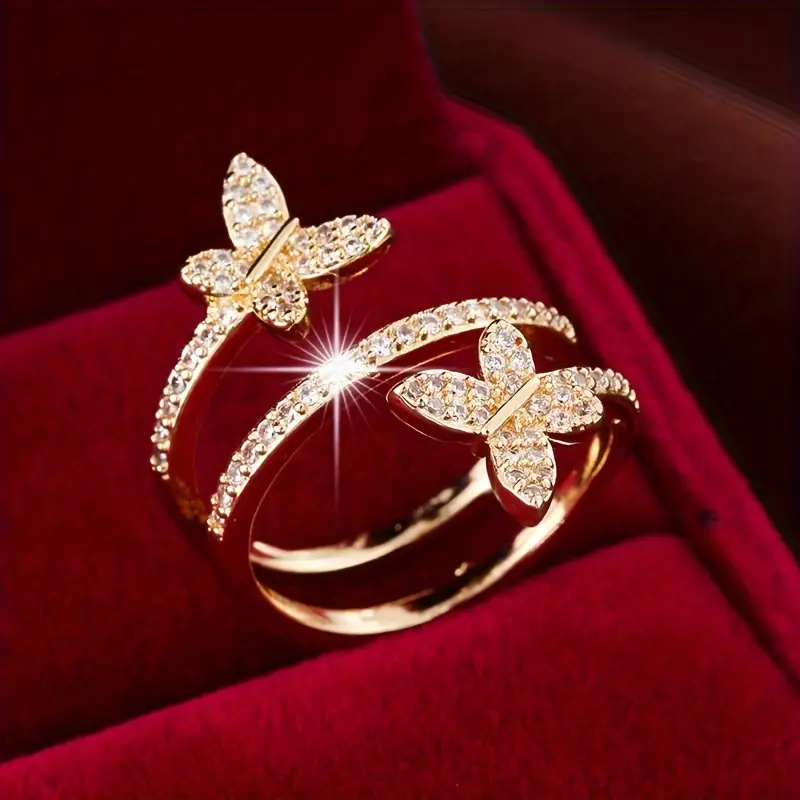 Adjustable Zirconia Butterfly Ring