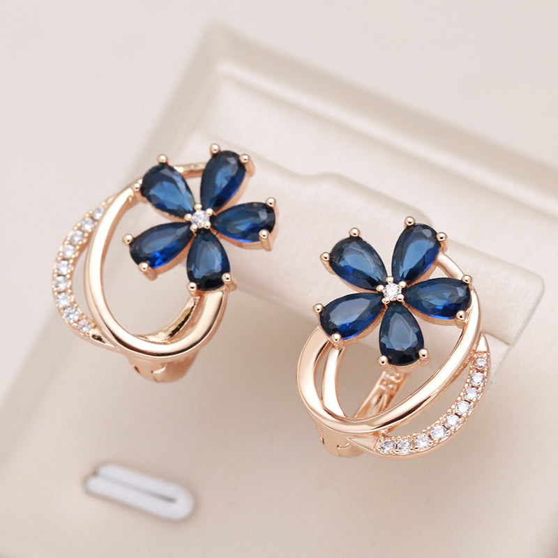 18-carat gold-plated Sapphire Flower Earrings