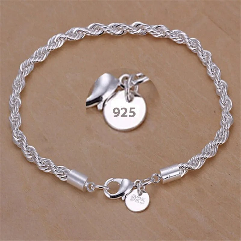 925 silver braided cord bracelet