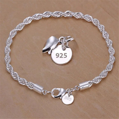 925 silver braided cord bracelet