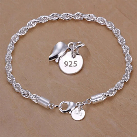 925 silver braided cord bracelet