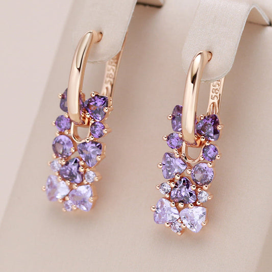 18-carat rose gold earrings with amethysts