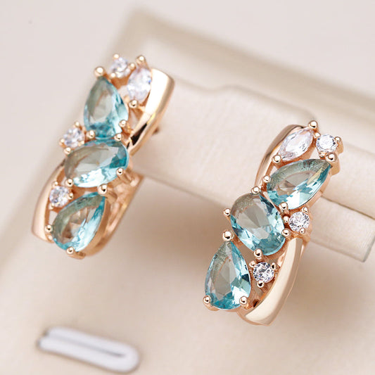 18-carat gold-plated aquamarine earrings