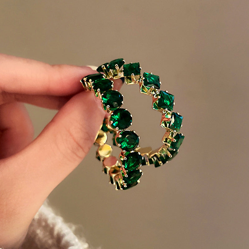 18-carat gold-plated emerald earrings