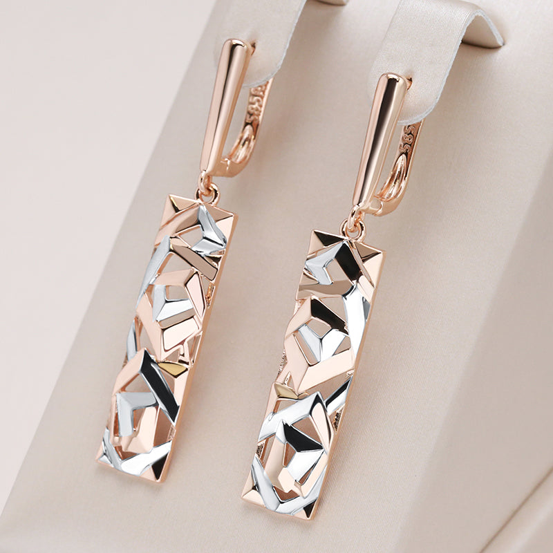 18-carat rose gold-plated long earrings with engravings