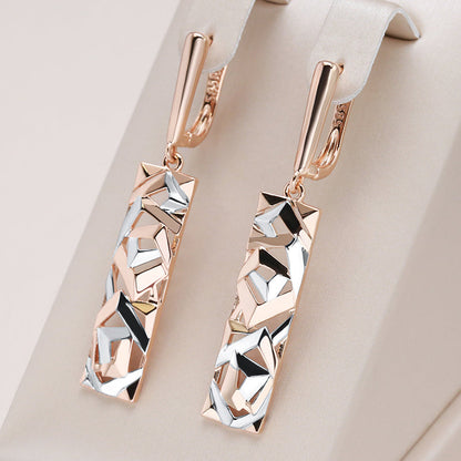 18-carat rose gold-plated long earrings with engravings