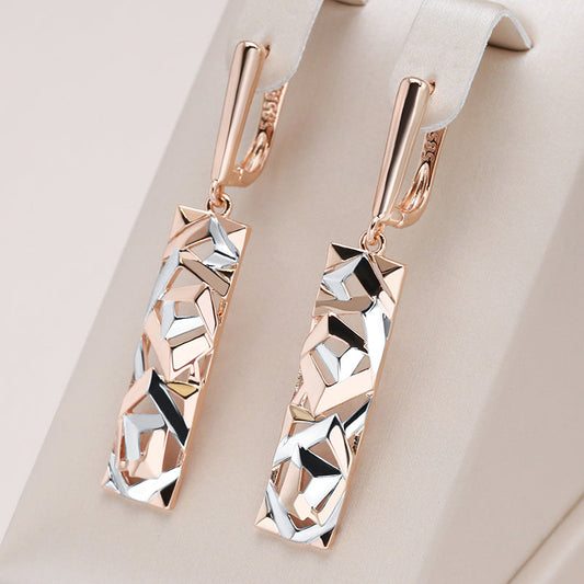 18-carat rose gold-plated long earrings with engravings
