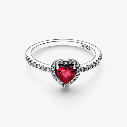 925 silver ruby heart ring