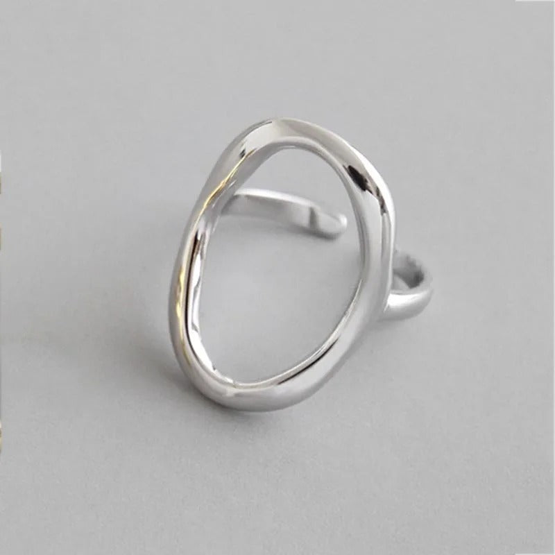 Adjustable irregular sphere 925 silver ring