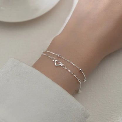 Fine 925 silver heart-shaped bracelet