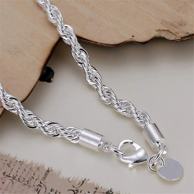 925 silver braided cord bracelet