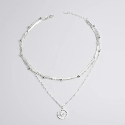 Round three-layer 925 silver necklace