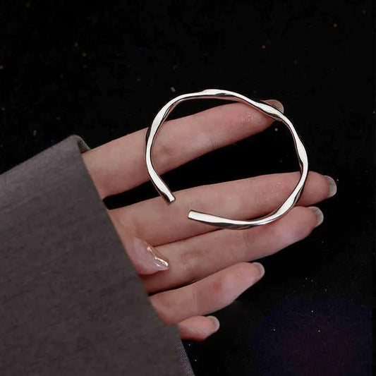Thick adjustable irregular sterling silver 925 bracelet