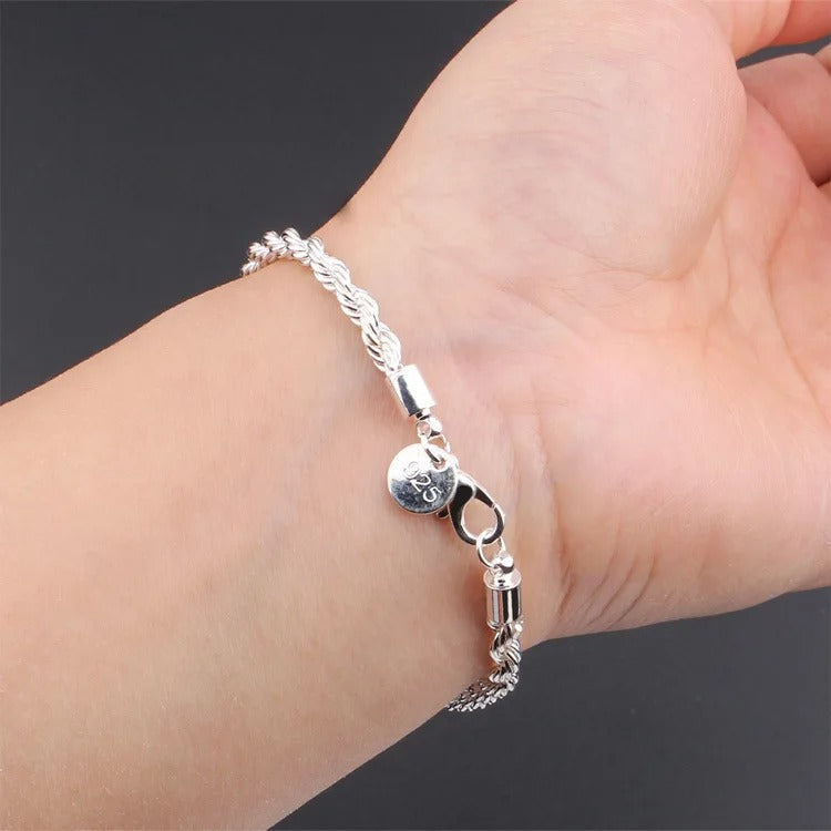 925 silver braided cord bracelet