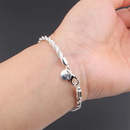 925 silver braided cord bracelet