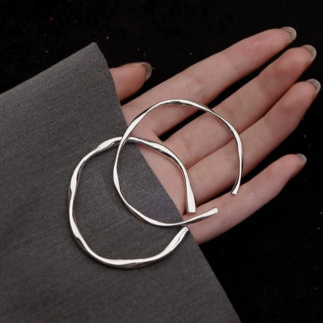Thick adjustable irregular sterling silver 925 bracelet