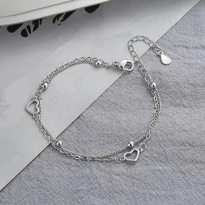 Fine 925 silver heart-shaped bracelet