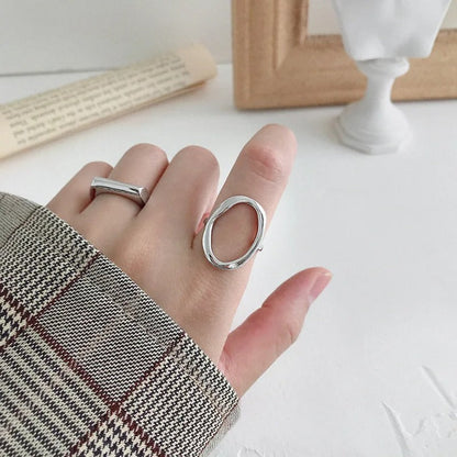 Adjustable irregular sphere 925 silver ring