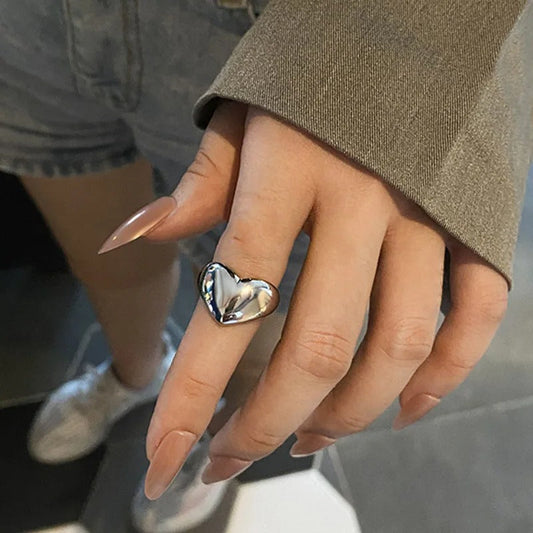 Adjustable 925 silver heart ring