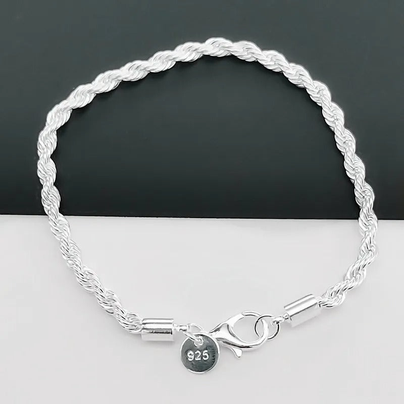 925 silver braided cord bracelet