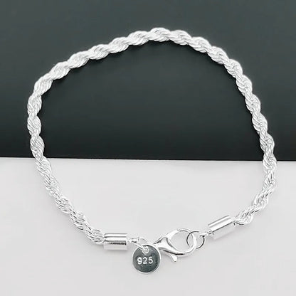 925 silver braided cord bracelet