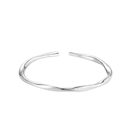 Thick adjustable irregular sterling silver 925 bracelet