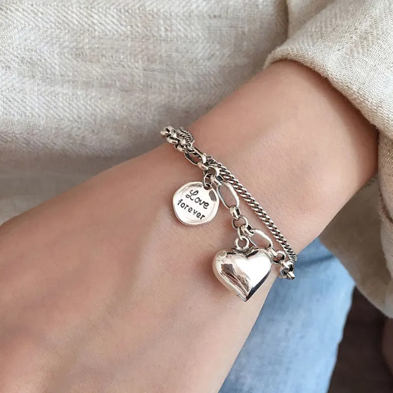925 silver Love forever bracelet + 2 free Charms