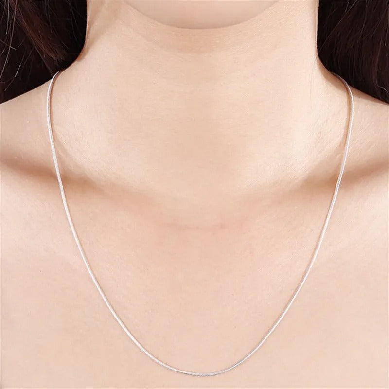 Simple 925 silver snake chain necklace