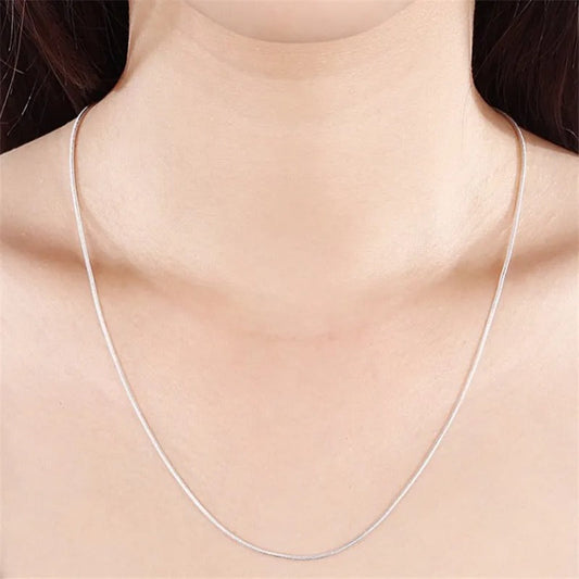 Simple 925 silver snake chain necklace