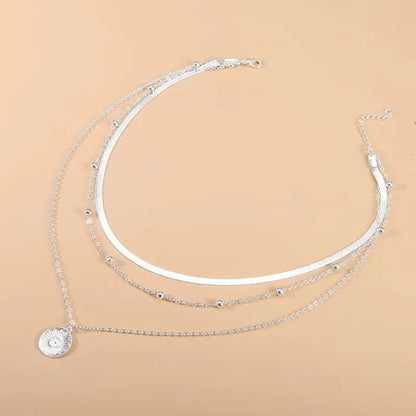 Round three-layer 925 silver necklace