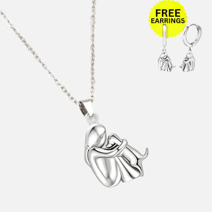 Hug Pendant Necklace with Free Earrings – Limited Time Offer