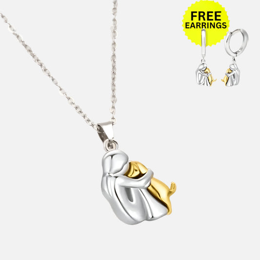 Hug Pendant Necklace with Free Earrings – Limited Time Offer