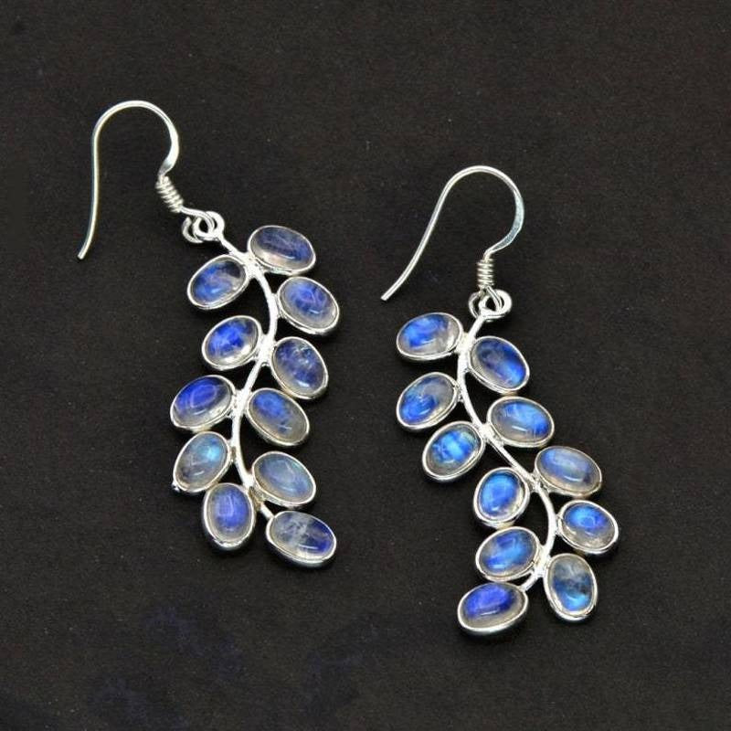 925 silver earrings with precious blue agate