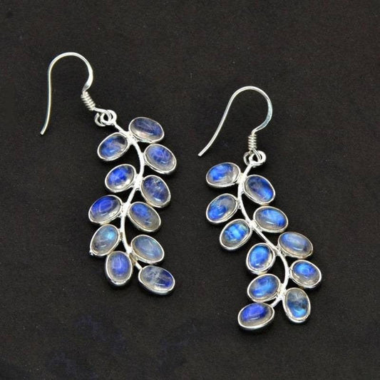 925 silver earrings with precious blue agate