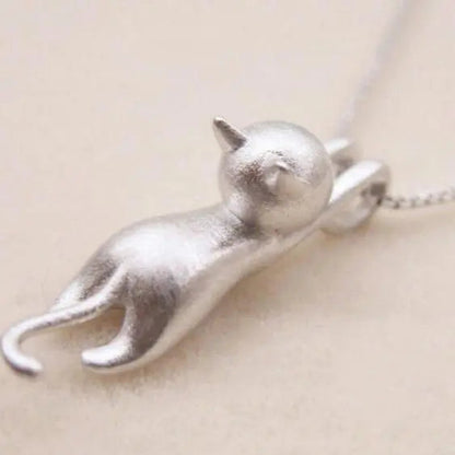 Playful kitten 925 sterling silver necklace