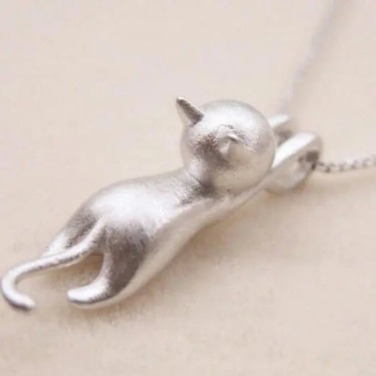 Playful kitten 925 sterling silver necklace