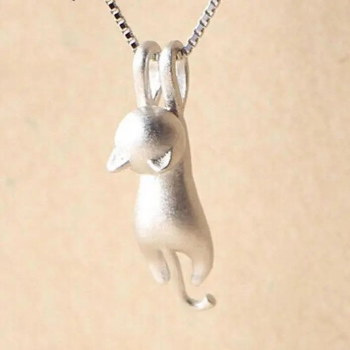Playful kitten 925 sterling silver necklace