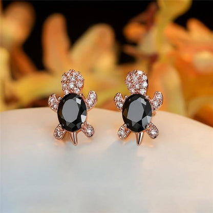 Sea Turtle Zirconium and Silver Earrings