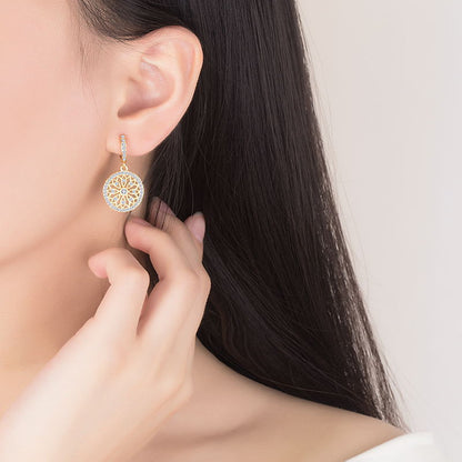 Floral zircon ring earrings