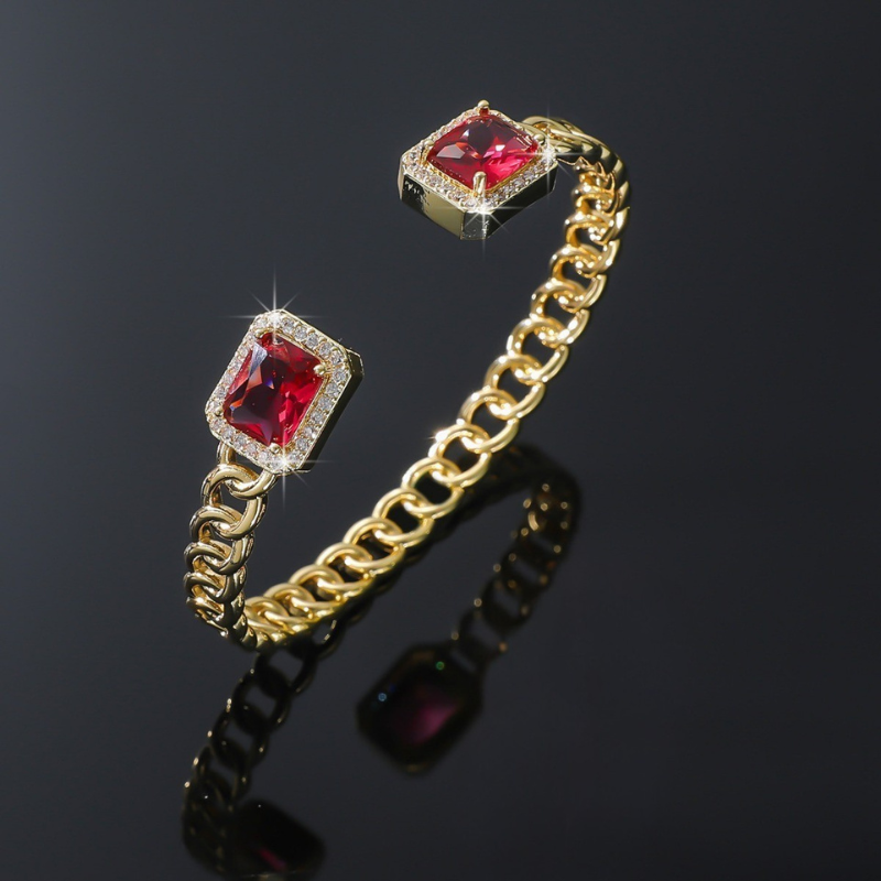Veloria Open Ruby Bracelet | Gold