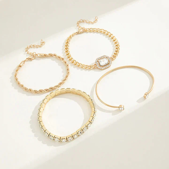 Bubble Initial Letter Necklace Set | White Gold